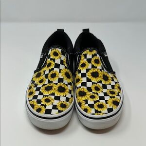 Vans Off the Wall Super-Cute Checkered Sunflower Slip On Shoes